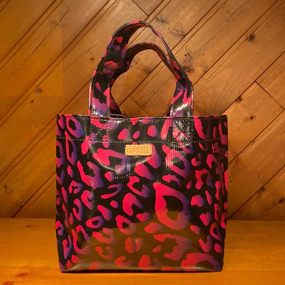 NWT Consuela “Pebbles” Design Pink Purple Print Mini Grab and Go Tote